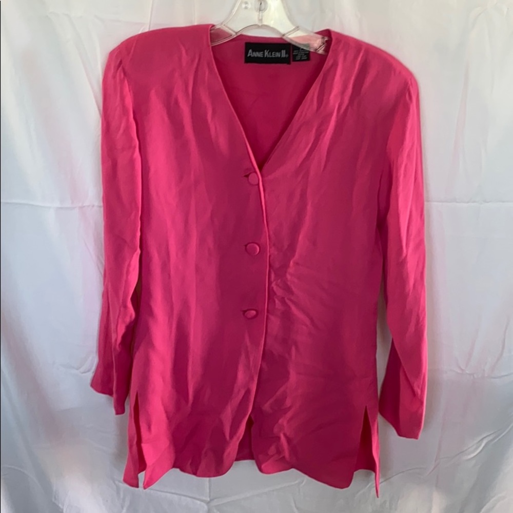 Hot Pink Vintage Anne Klein II silk blazer